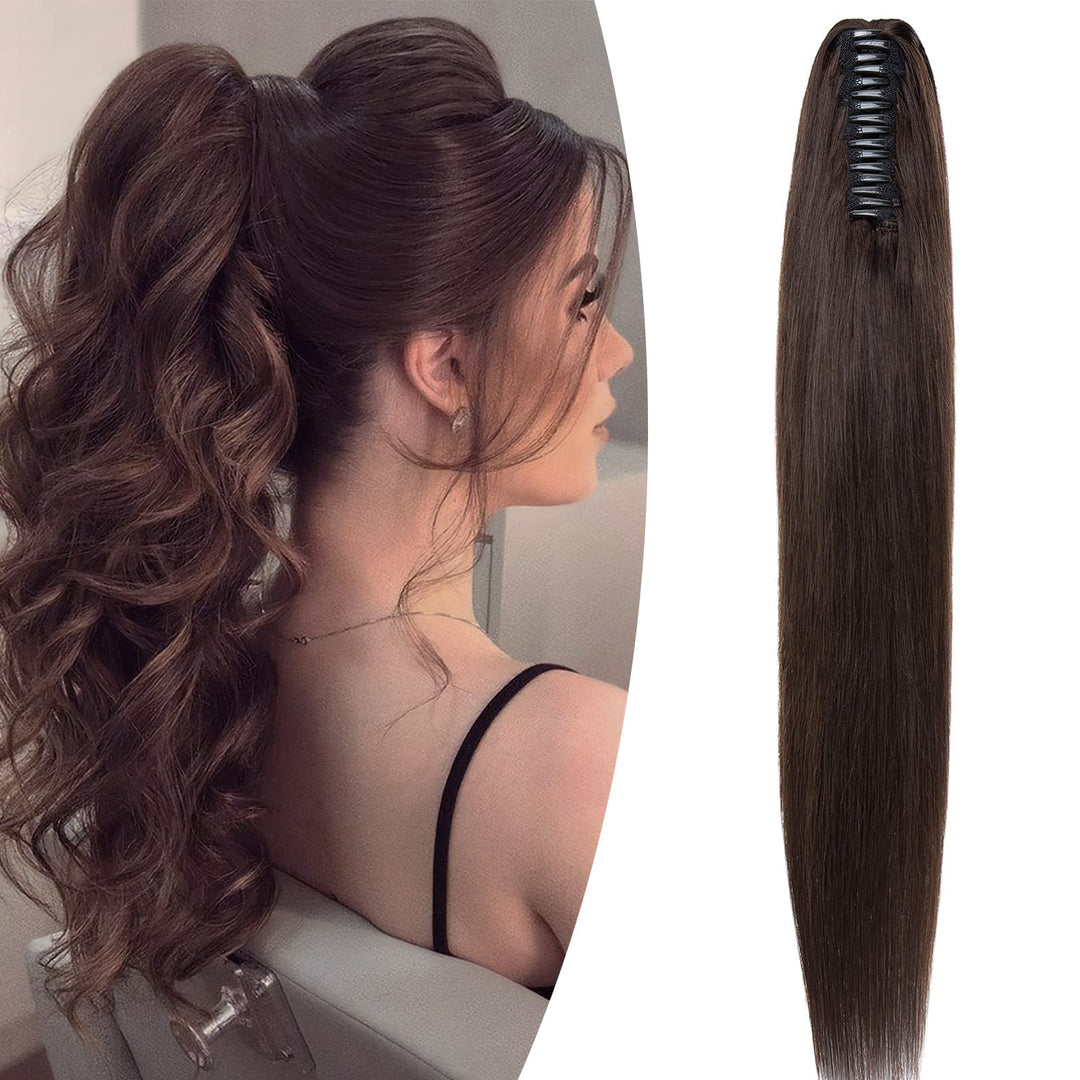 SEGO Ponytail Haarteil Echthaar Zopf Extension mit Klammer Clip in Pferdeschwanz Haarverlängerung 10