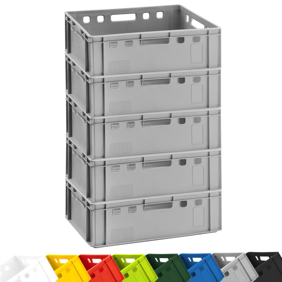 BURI 5x Fleischkiste E2 Metzgerkiste 60x40x20cm lebensmittelecht, robust, stapelbar - Universal Lage