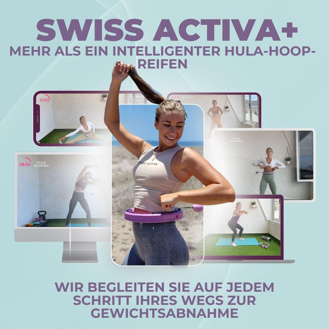 Swiss Activa+ Leiser Hula-Hoop-Reifen mit Taillentrainer S6+ mit Taillentrimmer, S6+ mit Taillentrim