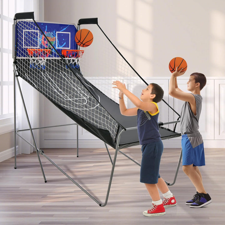 GOPLUS Basketball-Schiessmaschine, Basketballständer inkl. 4 Basketbälle und Pumpe, Basketballkorb k