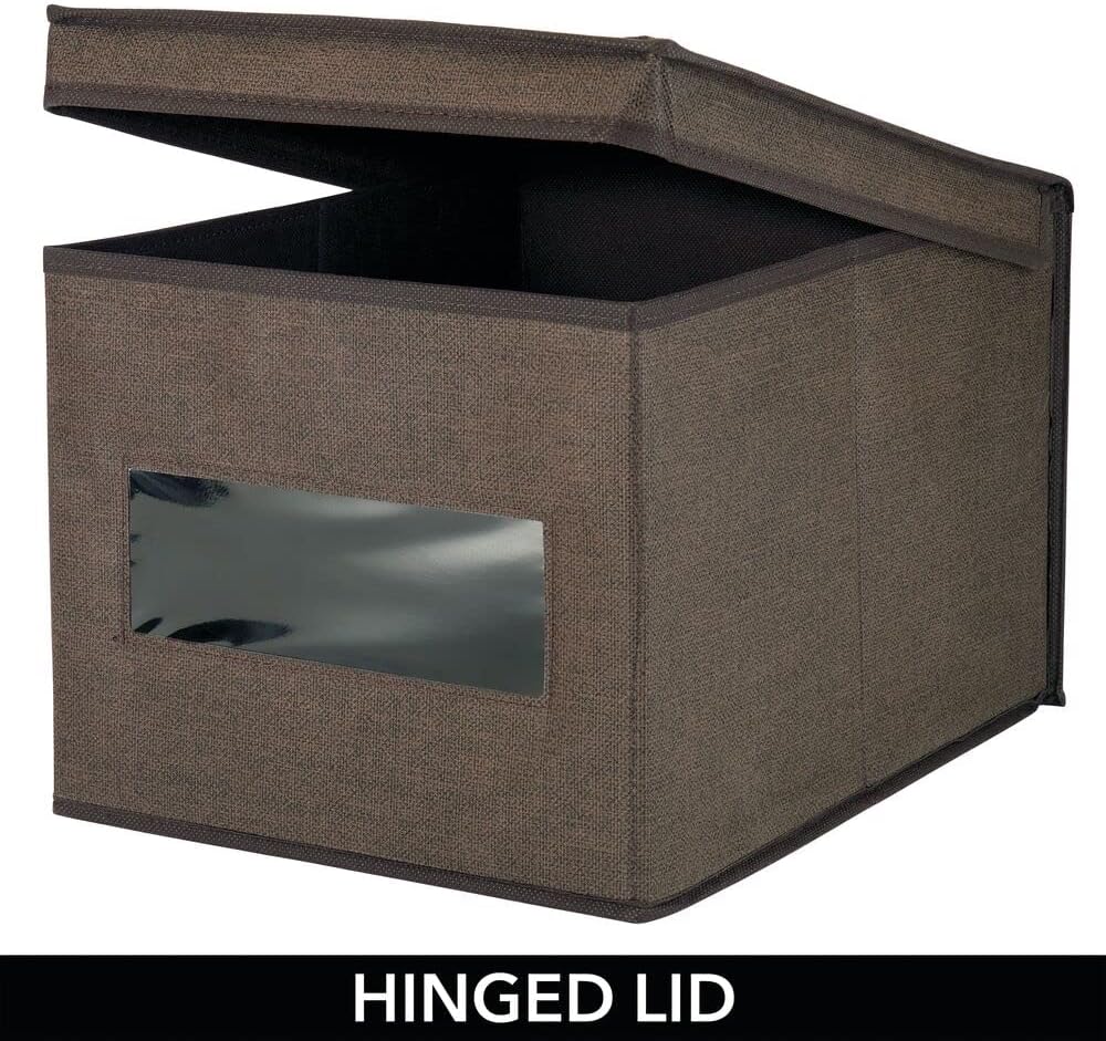 mDesign 6er-Set Stoffbox – praktische Aufbewahrungsbox mit Deckel und Sichtfenster für Schlaf-, Wohn