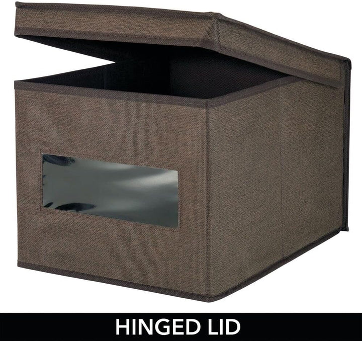 mDesign 6er-Set Stoffbox – praktische Aufbewahrungsbox mit Deckel und Sichtfenster für Schlaf-, Wohn