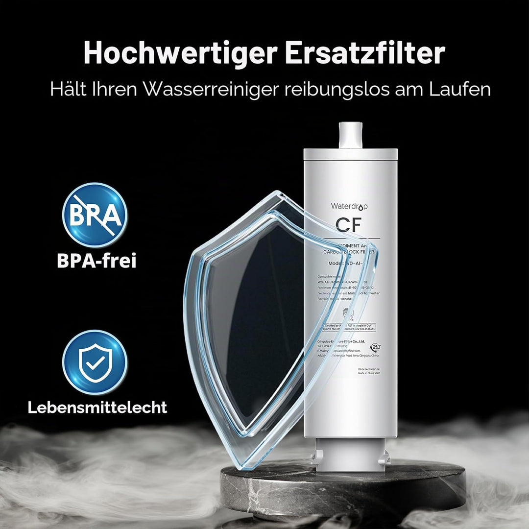 Waterdrop A1-CF Ersatzfilter für A1 Auftisch Osmoseanlage, 6 Monate | Vorfilter für Sedimente und Ak