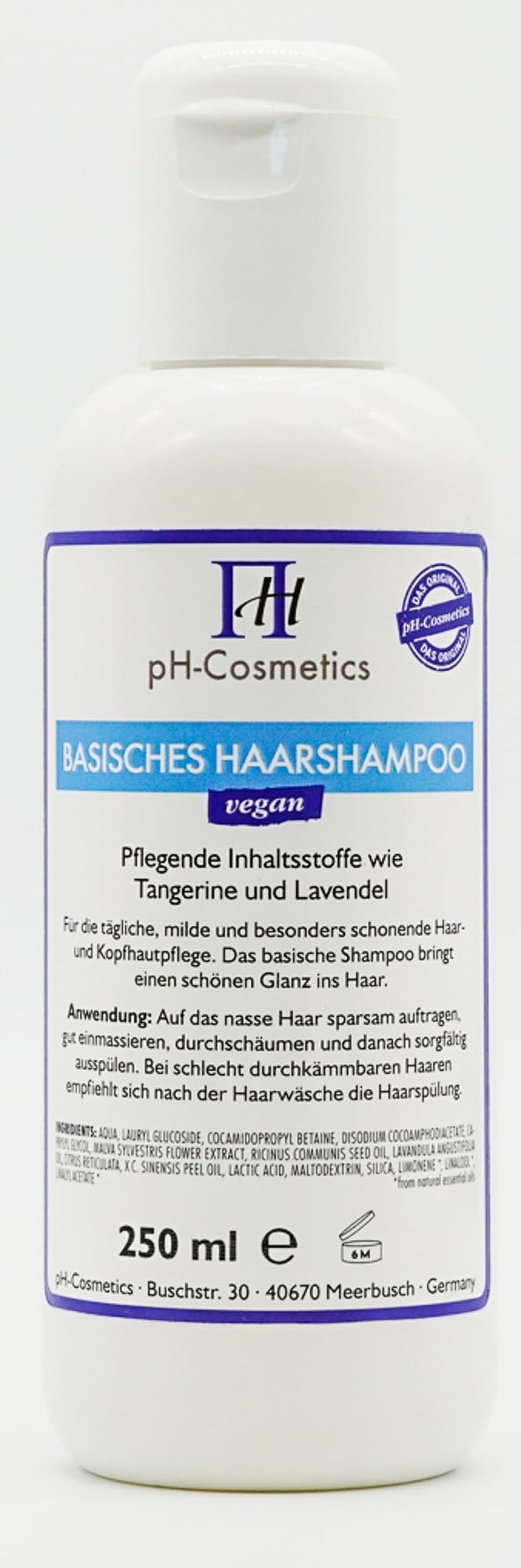 Basisches Haarshampoo pH 8, 2, schonende Pflege mit Basenshampoo, ph-Cosmetics, 250 ml 250 ml (1er P