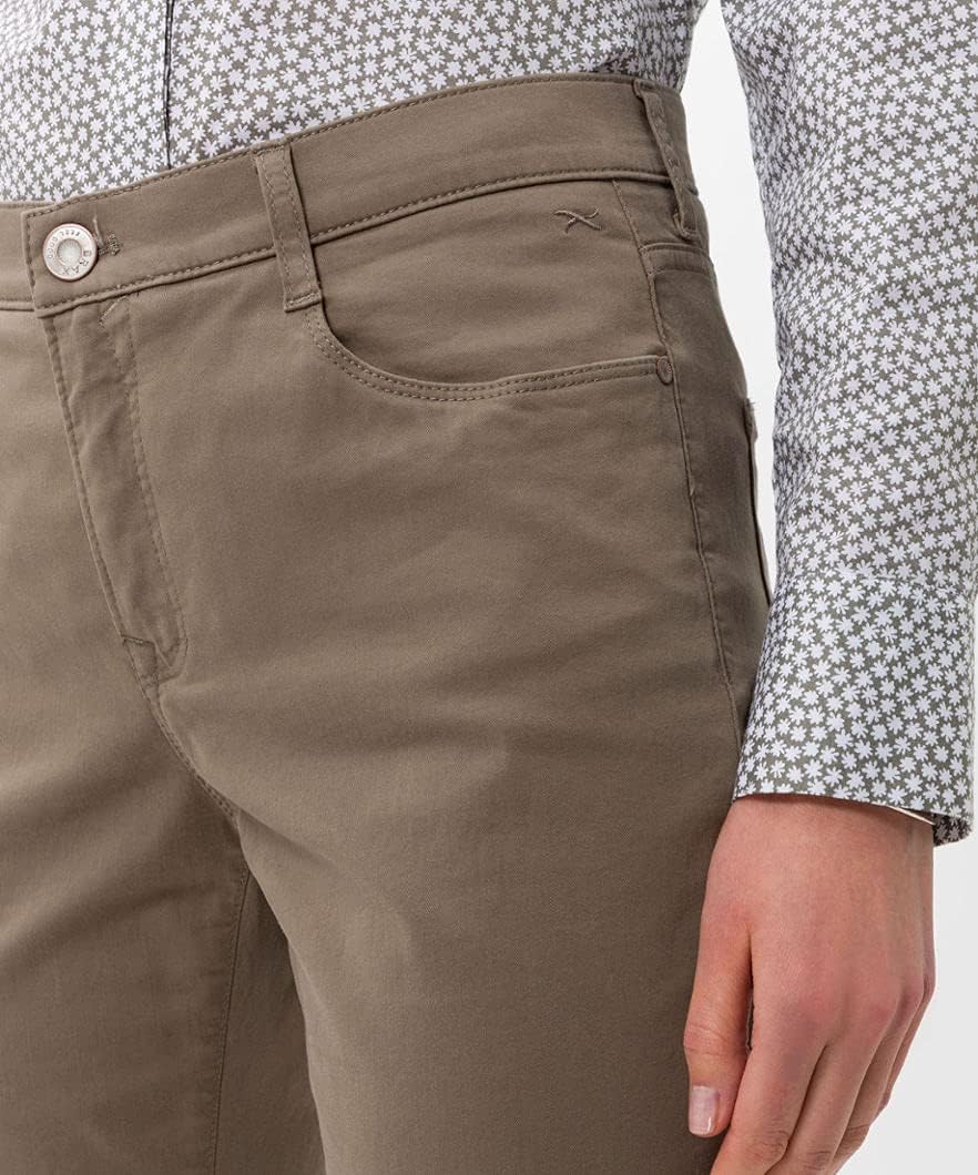 BRAX Damen Style Carola Five-Pocket Wertigem Baumwollsatin Hose, Khaki