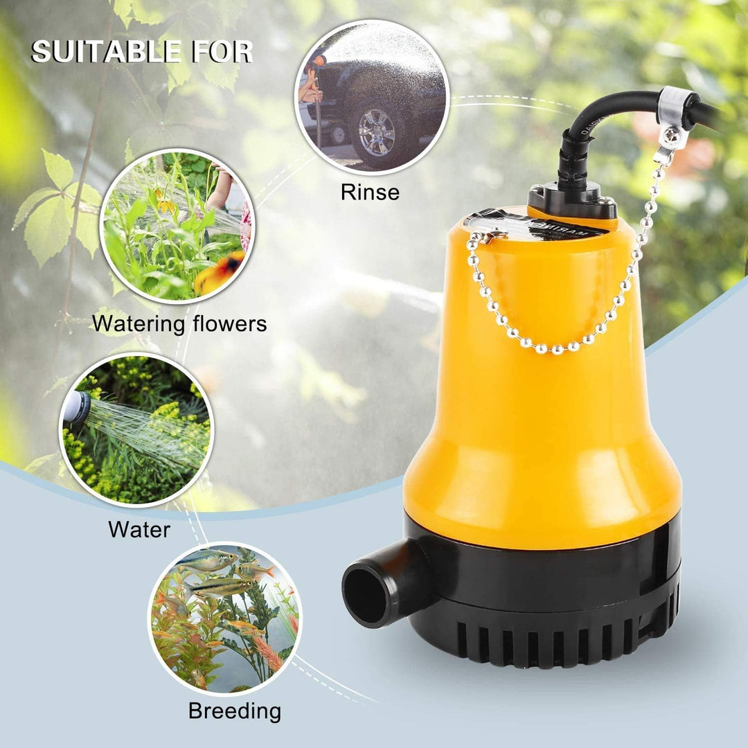 everfarel Tauchpumpe Wasserpumpe DC 12V 60W 3600L/H für Teich Boot mit 1.3m Kabel