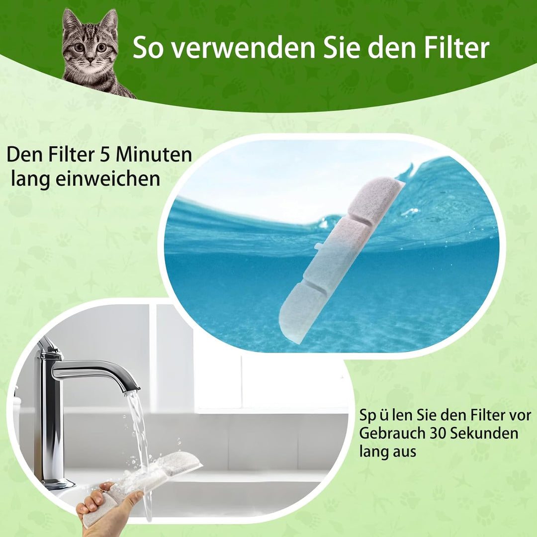 12 Stück Katzenbrunnen Filter für DownyPaws Trinkbrunnen 2,5 L DPWFP6, Filter für Katzenbrunnen Ersa