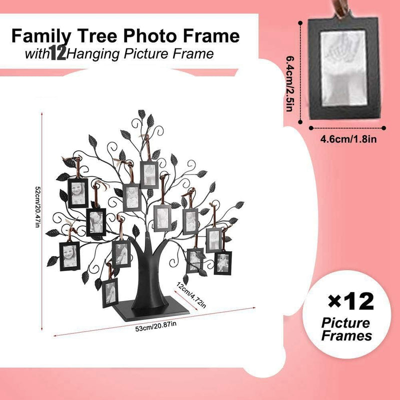 Stammbaum Fotorahmen, Moderner Familienbaum Fotobaum für 12 Fotos Personalisierter Familienfotorahme