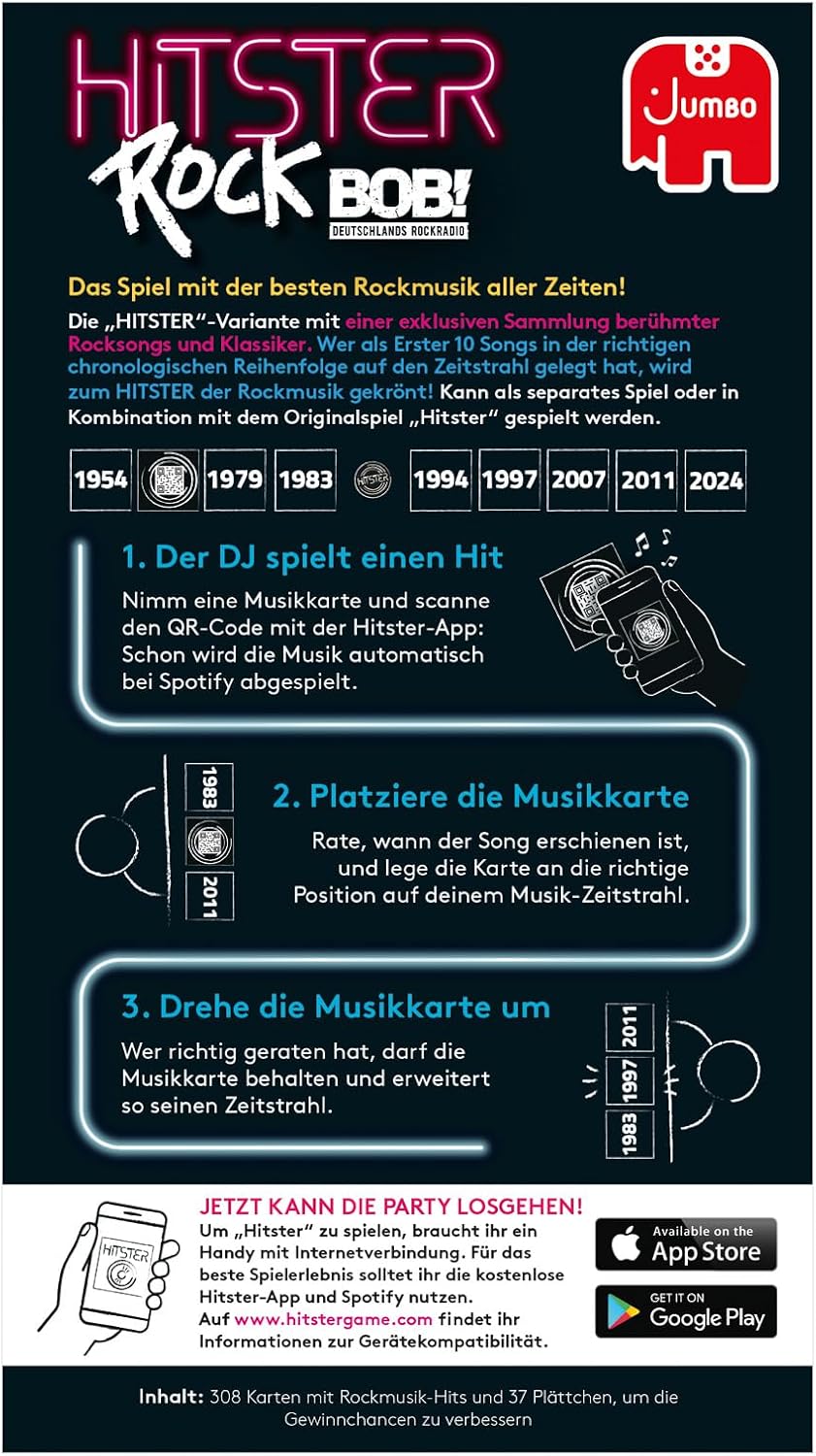 Hitster Rock, EIN Party- und Kartenspiel für Erwachsene und Familien - 2 bis 10 Spieler ab 16 Jahren