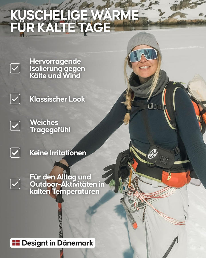 DANISH ENDURANCE Merinowolle Mütze mit Fleece, Warme Wintermütze, Stretchy & Bequem, Unisex, Beanie
