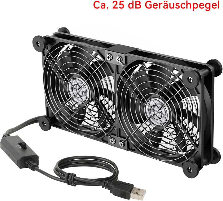 ELUTENG USB Lüfter 140mm 5V 2 in 1 mit 3 Einstellbare Geschwindigkeiten, Doppelt USB Computer Ventil