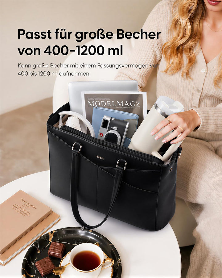 LOVEVOOK Laptoptasche Damen, Arbeitstasche mit Isoliertem Kühlfach Gross | 15,6 Zoll Laptop Handtasc