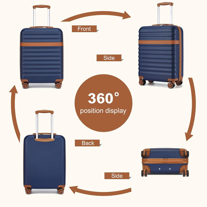 KONO Kofferset 3-teilig Trolley Reisekoffer leicht aus ABS+PC mit 4 Rollen Hartschalenkoffer TSA Sch