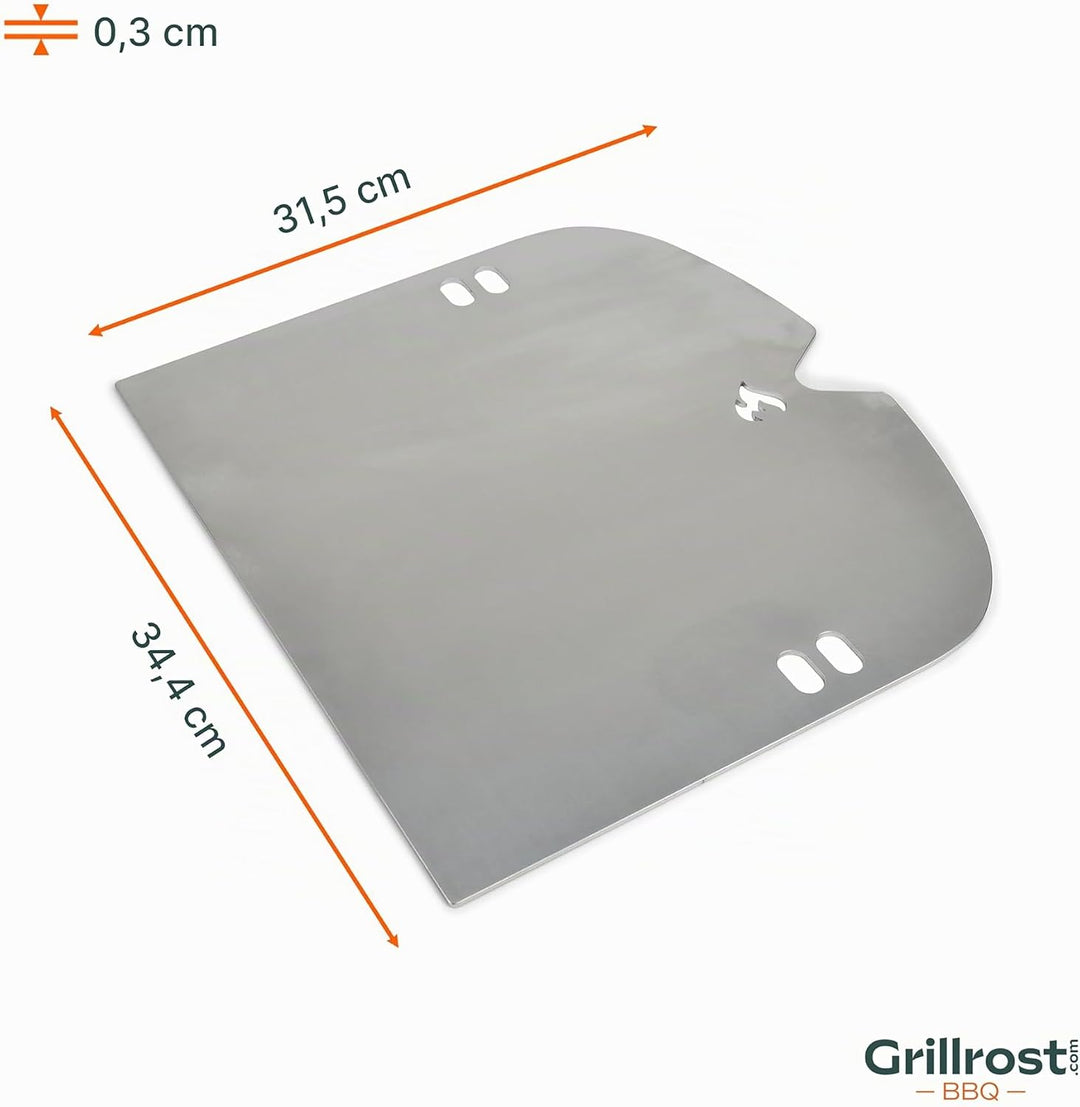 Grillrost.com Das Original Edelstahl Grillplatte | Plancha passend für Weber Traveler - ersetzt eine