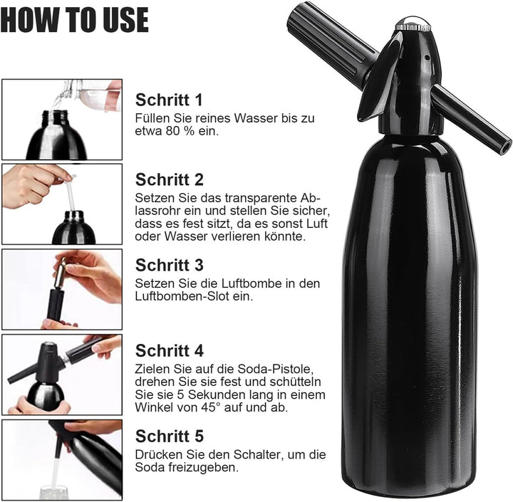 Vintage Design Soda Siphon 1L - Erstellen Sie in Sekunden Sprudelwasser für Cocktails & Gesunde Getr