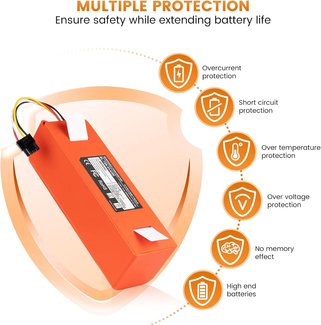 14,4 V 6800 mAh Ersatzakku für Roborock S4, S5, S50, S6, S7, S7 Max, Q5, Q7, Q7 Max