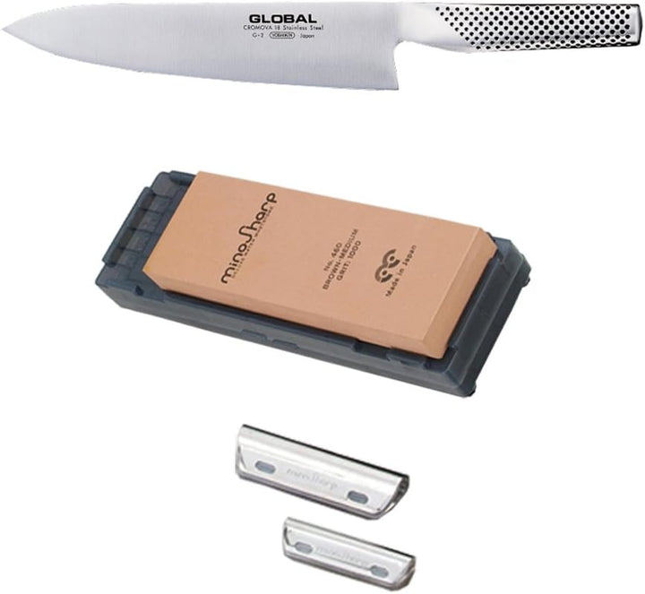 Global G-2 Set: G-2 Kochmesser + Schleifstein + Schleifhilfe
