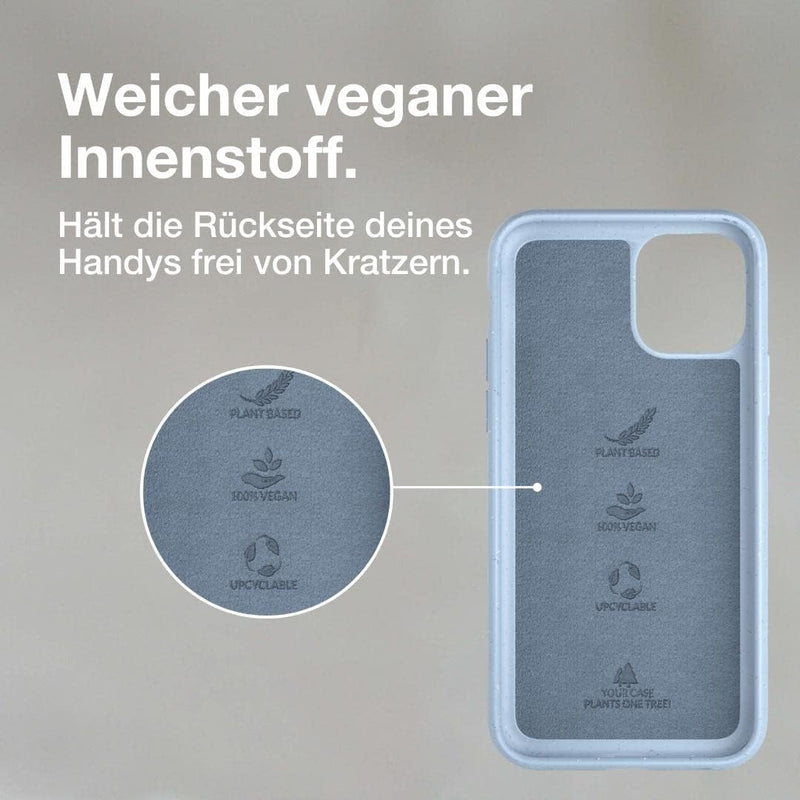 Woodcessories - Antibakterielle Bio Hülle kompatibel mit iPhone 12 Mini Hülle hellblau - Plastikfrei