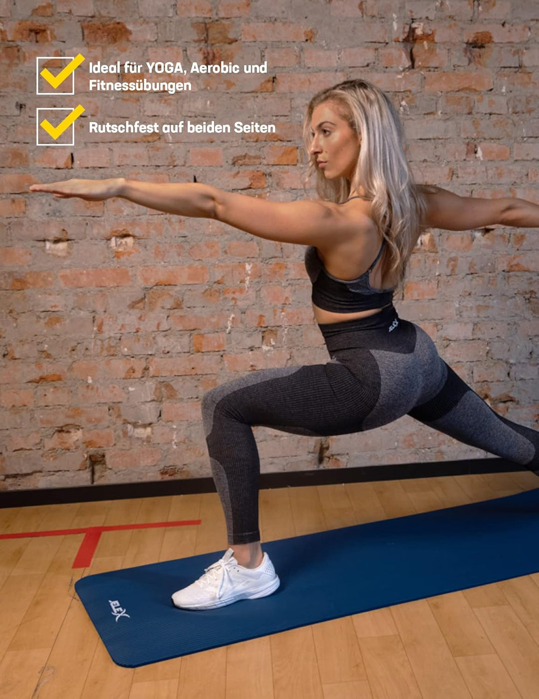 JELEX Namaste Sport Fitness Yoga Matte für Gym, Workout und zuhause. Aus rutschfestem, leichtem Mate