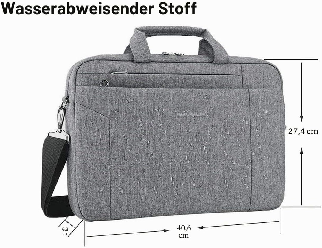 KROSER Laptop Tasche 15.6 Zoll Notebooktasche Aktentasche Tablet Tasche Schulter Umhängetasche Wasse