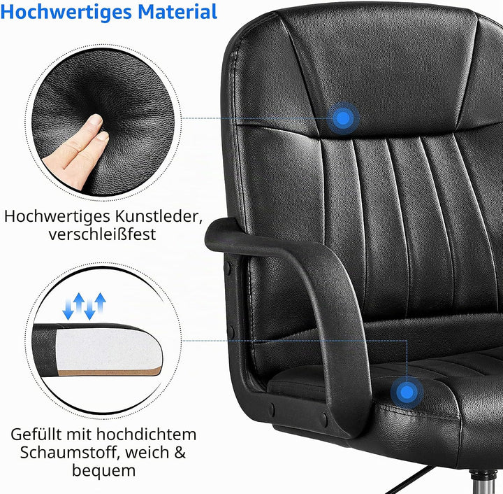 Yaheetech Bürostuhl ergonomischer Computerstuhl, Schreibtischstuhl mit Armlehne, höhenverstellbar un