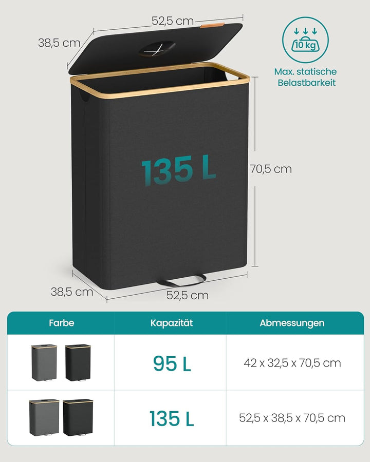 SONGMICS Pfandflaschen-Sammelbehälter, 135 L Pfandflaschen-Behälter, Flaschensammler Leergut, Recycl