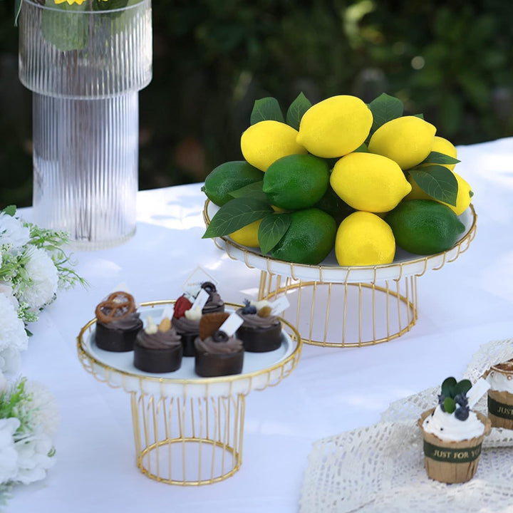 48 Pcs Fake Zitronen deko Künstliche Früchte Lemon mit Blättern, Faux gelbe Zitronen Dekor Realistis