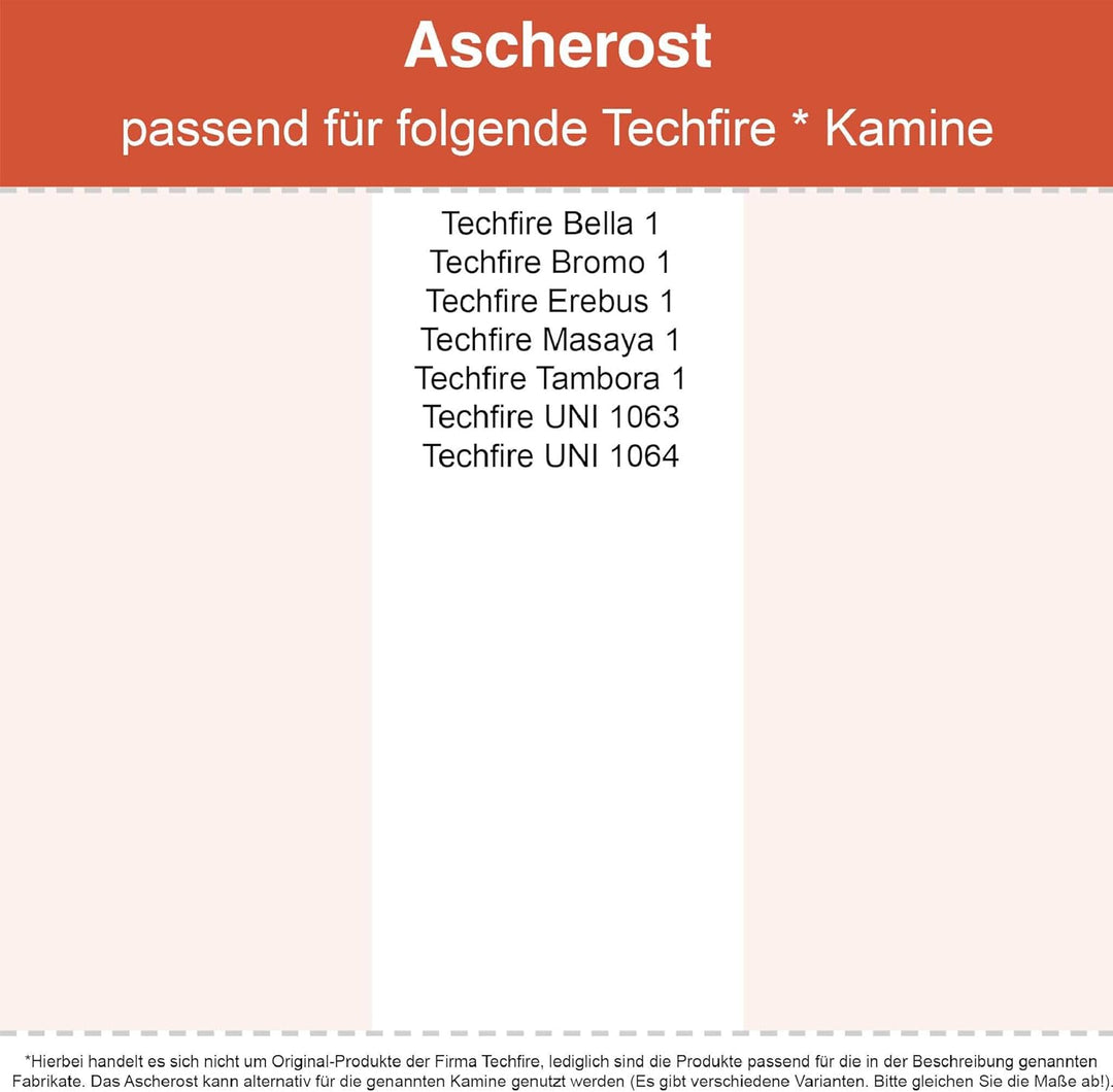 Kaminrost/Stehrost 295 x 34 x 2 mm passend für Techfire** Kaminöfen inkl. Modellübersicht - Ascheros