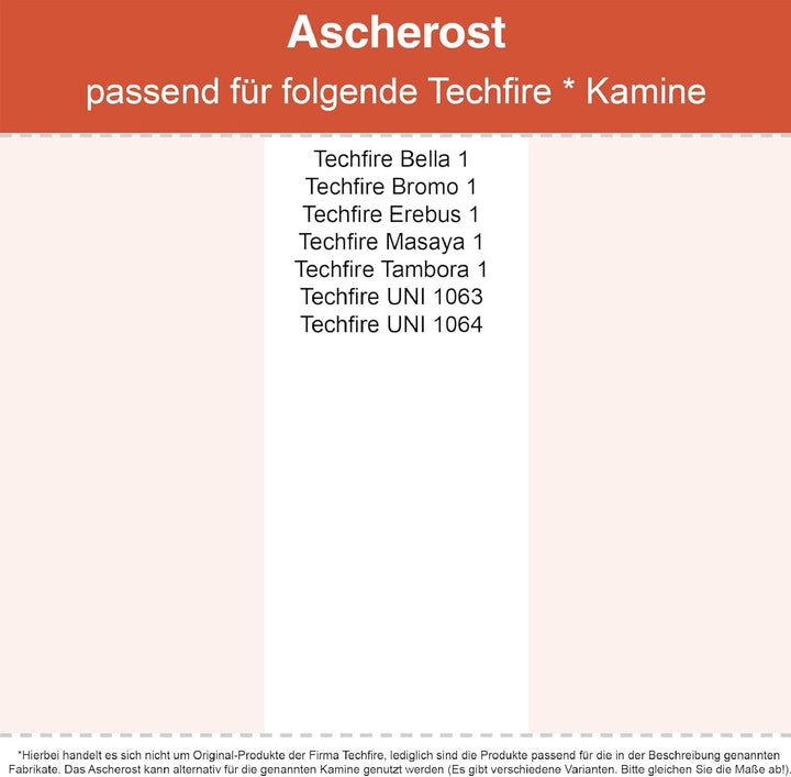 Kaminrost/Stehrost 295 x 34 x 2 mm passend für Techfire** Kaminöfen inkl. Modellübersicht - Ascheros