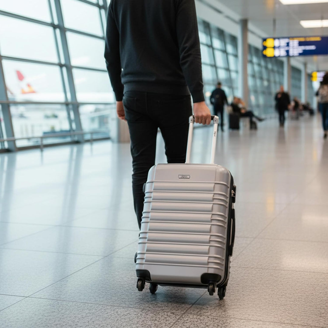 Zelsius Koffer Set 4 Stück, Grau | ABS mit Zahlenschloss, 4 Rollen und Innen Trennwand | Handgepäckk