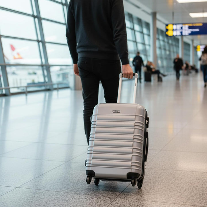 Zelsius Koffer Set 4 Stück, Grau | ABS mit Zahlenschloss, 4 Rollen und Innen Trennwand | Handgepäckk
