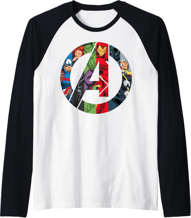 Marvel Avengers Group Shot Comic Fill Logo Raglan