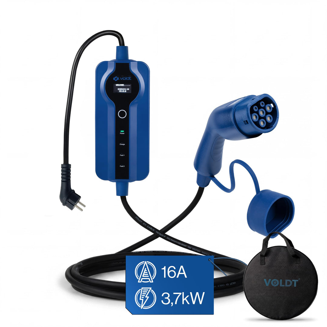 VOLDT Typ 2 Ladekabel Schuko 3,7 kW, 1-phasig, 8A - 16A, verstellbare EV-Ladegerät mit steuerbarer D