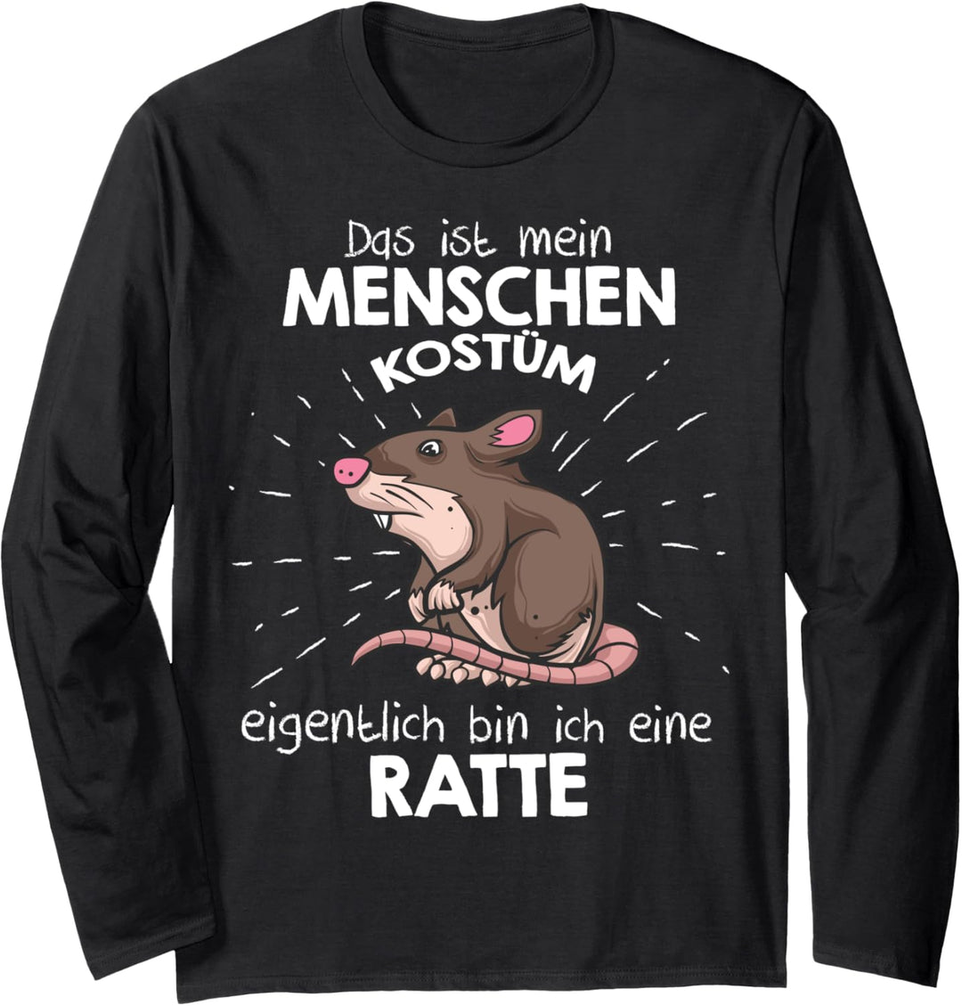 Mein Menschen Kostüm Bin ich eine Ratte, Halloween Outfit Langarmshirt