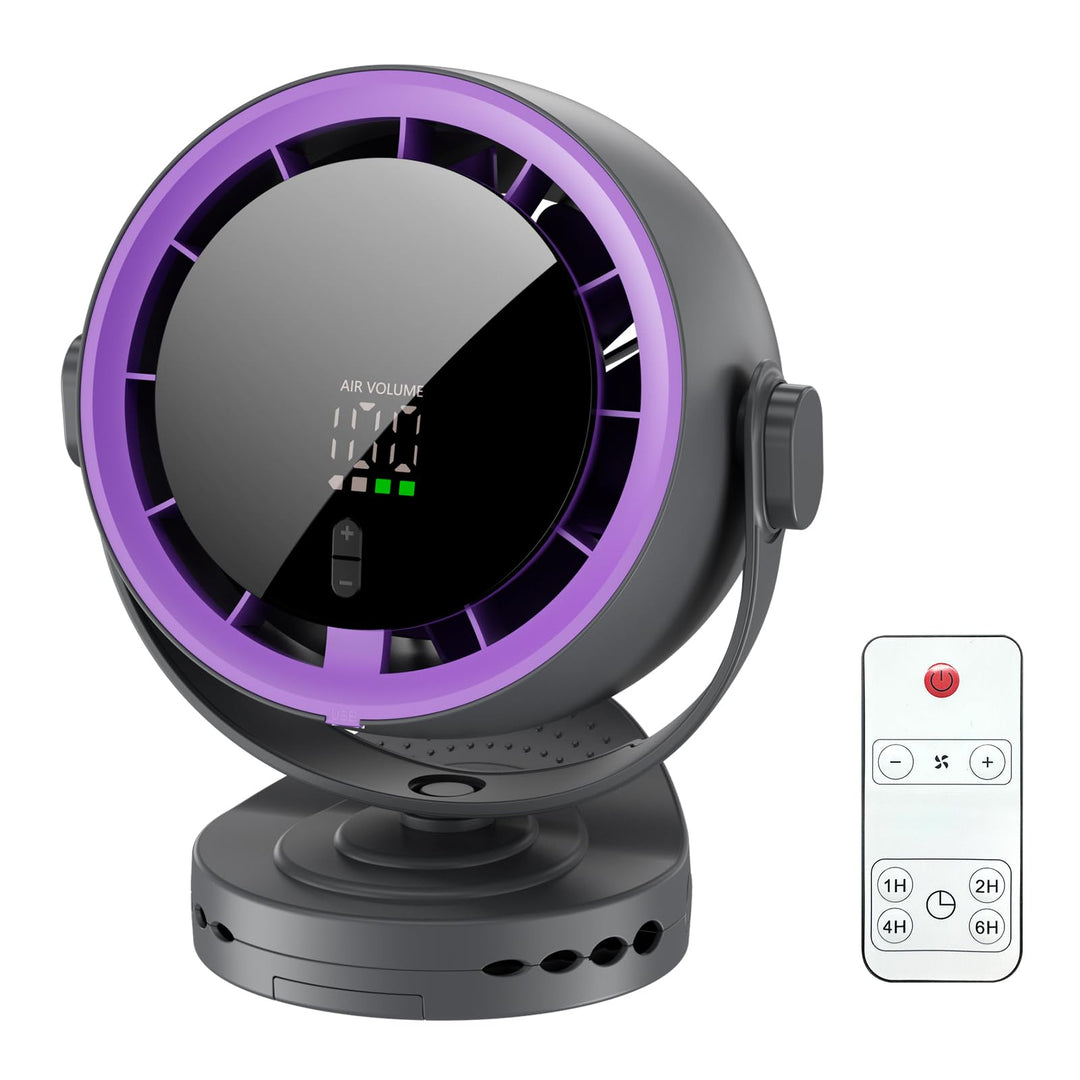 Ventilator Klein, 5000mAh USB Ventilator Akku mit Fernbedienung, 3-in-1 Design (Tisch/Clip/Wandmonta