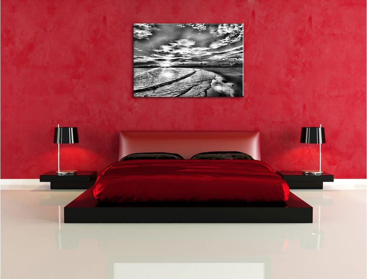 Pixxprint Los Angeles Beach als Leinwandbild/Grösse: 100x70 cm/Wandbild/Kunstdruck/fertig bespannt,