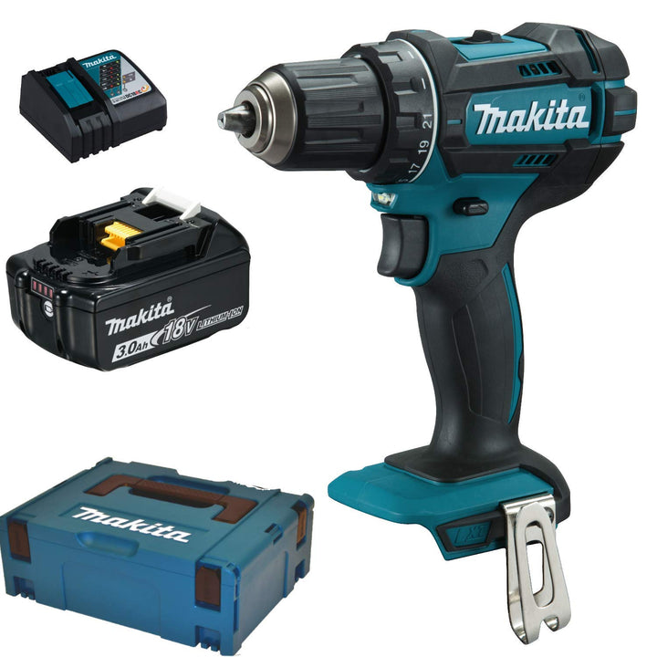 Makita DDF482RF1J Akku-Bohrschrauber + 1 Akku 3,0 Ah + Ladegerät + MAKPAC Koffer