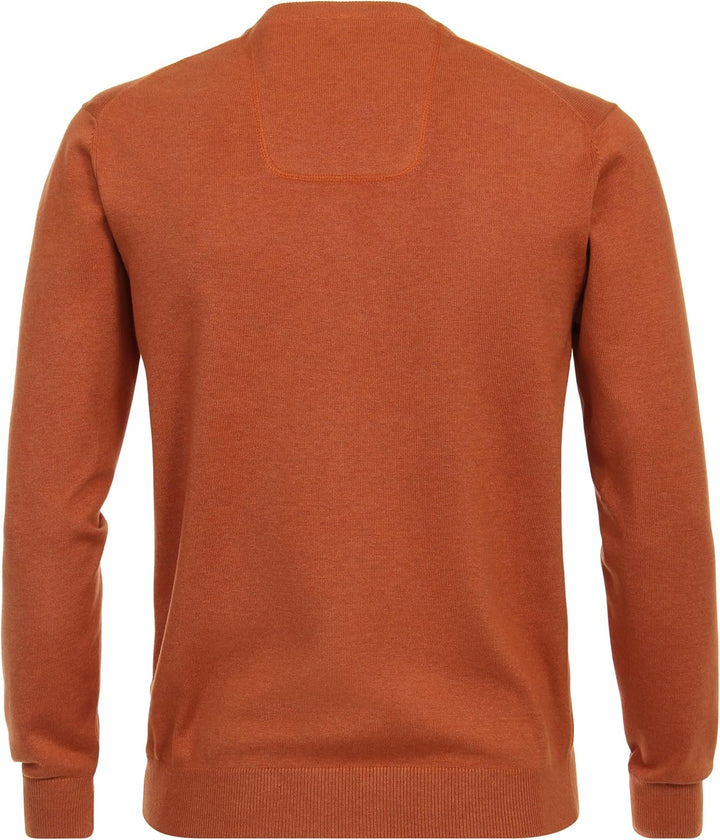 CASAMODA Herren Pullover mit V-Ausschnitt unifarben Elastischer Bund XXL Dunkelbraun, XXL Dunkelbrau