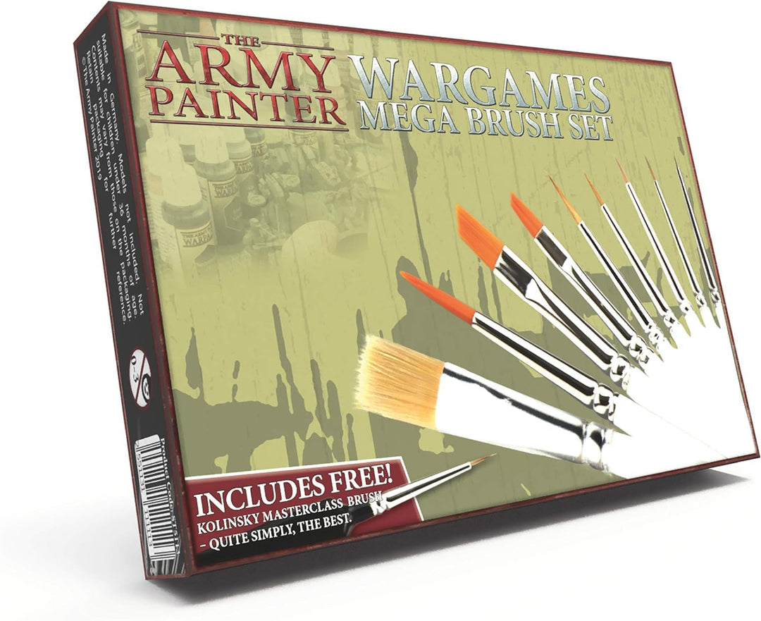 The Army Painter | Wargames Mega Pinselset | 10 Pinsel | Kolinsky-Rotmarder, Kunsthaar Pinsel | Grun