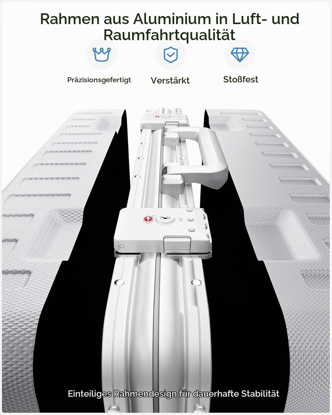 LUGGEX Koffer Gross mit Aluminiumrahmen, Zipperloser Hartschalen-Trolley aus Polycarbonat mit 360° R