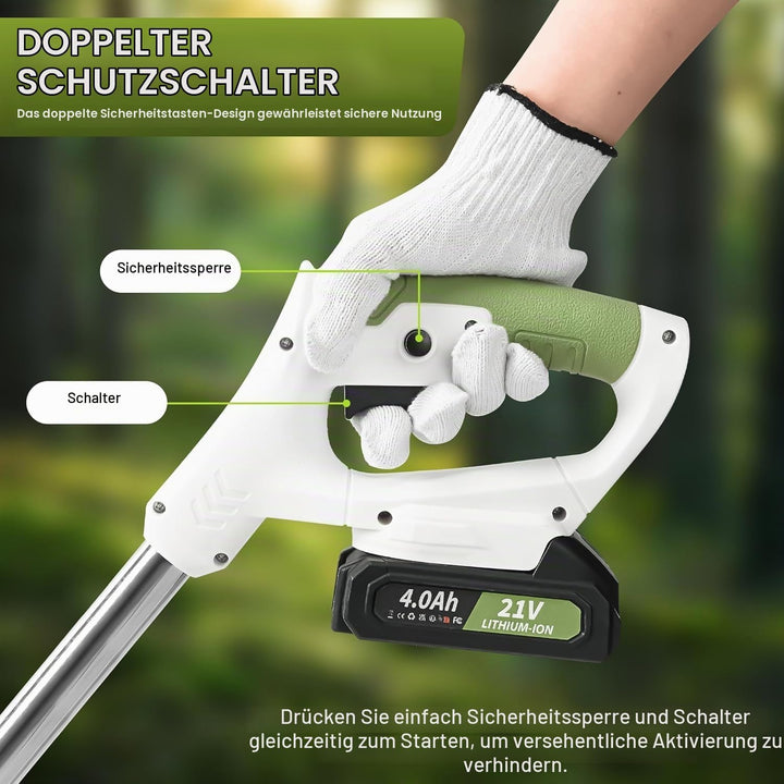 Akku Rasentrimmer mit Rädern,kabelloser Garten Freischneider