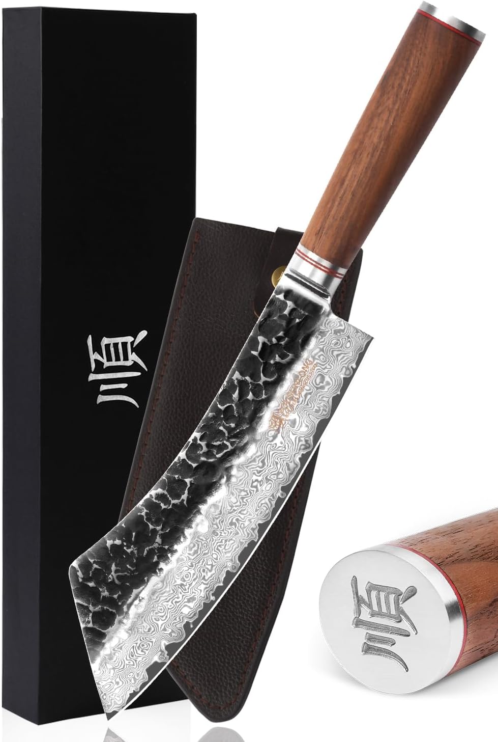 YOUSUNLONG Fleischbratenmesser Brechmesser 9 Zoll (22,86 cm) Gehämmerter Damaststahl Japanisch VG10