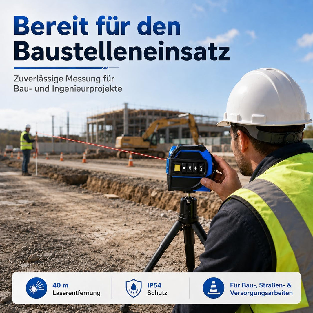 Laser Entfernungsmesser 40 m, 4 in 1 Laser Massband mit 5 m Massband, 40 m Laser, 16 m Laser-Fadenkr