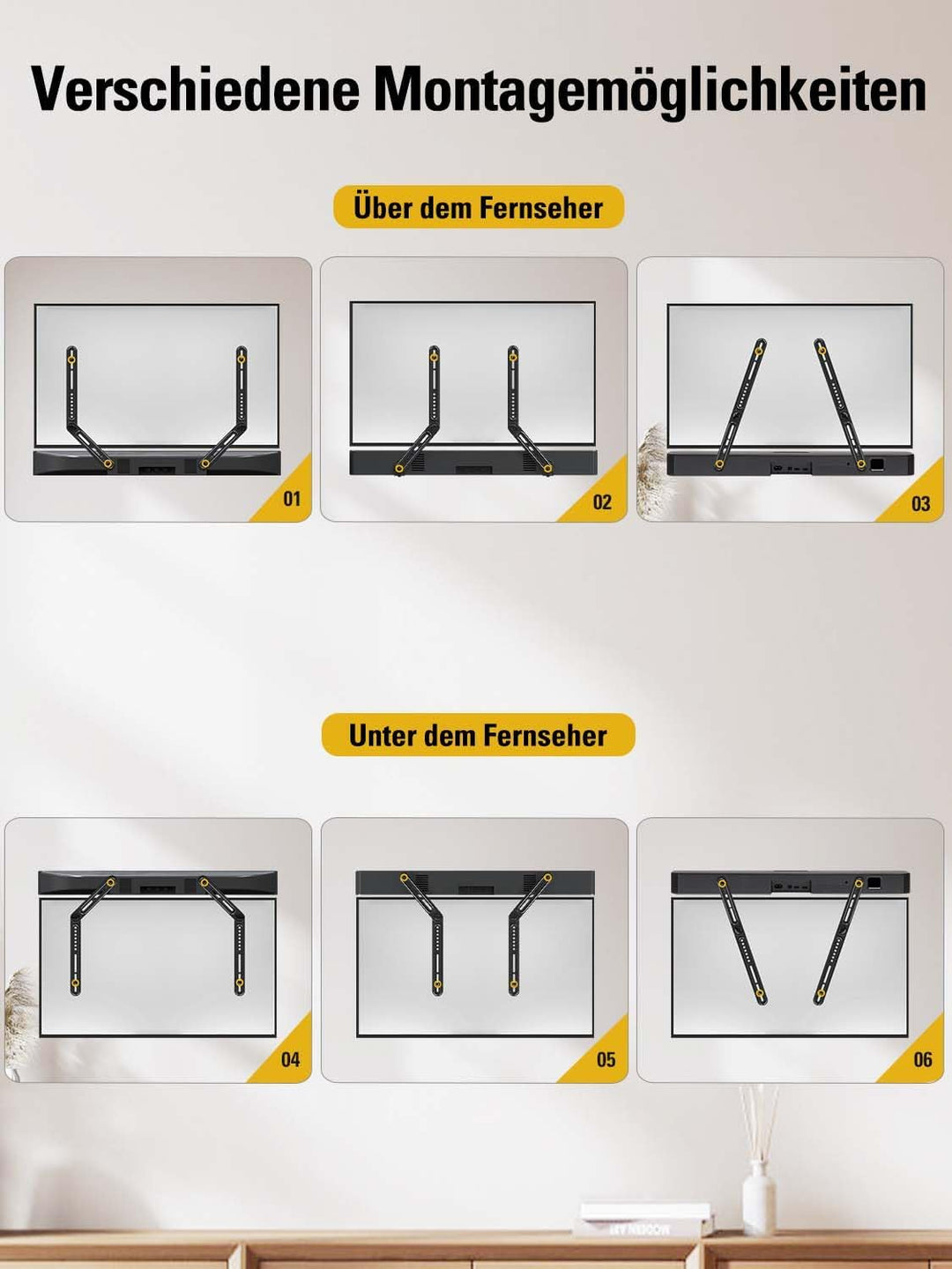 Mounting Dream Soundbar Halterung Universal Soundbar-TV-Halterung für die Montage über/unter TV, für