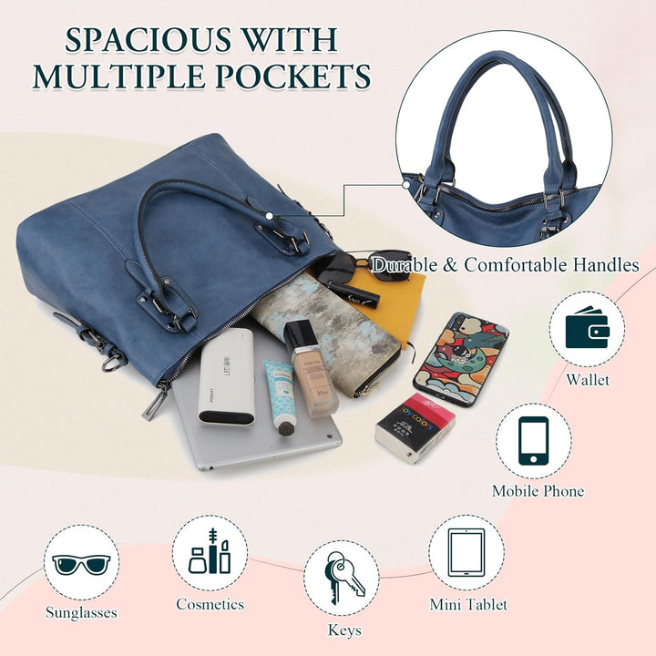 MayBlosom Damen Handtasche, Hobo Tasche Shopper PU leder Umhängetasche Schultertasche Geldbörse für