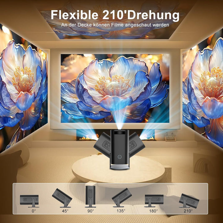 Eroshoo Mini Beamer, 4k Heimkino mit Android 11.0 Tragbarer Beamer, Unterstützt 2.4/5G Dual WiFi und