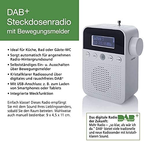 NEWTRO DAB STECKDOSENRADIO MIT BEWEGUNGSMELDER INKL. AKKU, portabler Radio, ideales Badradio mit aut