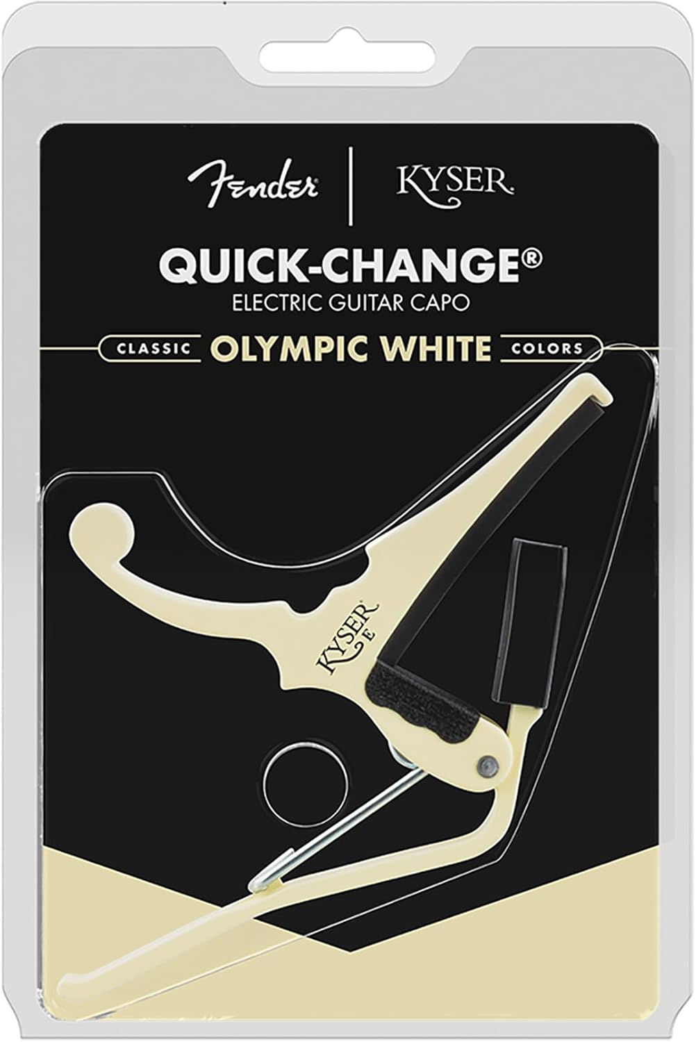 Fender x Kyser Quick-Change Electric Guitar Capo (Olympic White), KGEFOWA, Olympic White