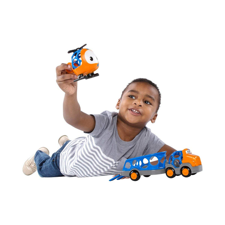 Bright Starts, Oball, Go Grippers, Spielzeug Truck, Anhänger und Helicopter Set, Truck, Anhänger und
