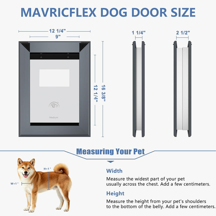 MAVRICFLEX Wetterfeste Hundetür mit doppeltem Schiebeschloss, energieeffizient, Robustes Aluminium,